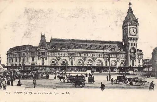 Frankreich Paris La Gare de Lyon Waggons Bahnhof Vintage Postkarte