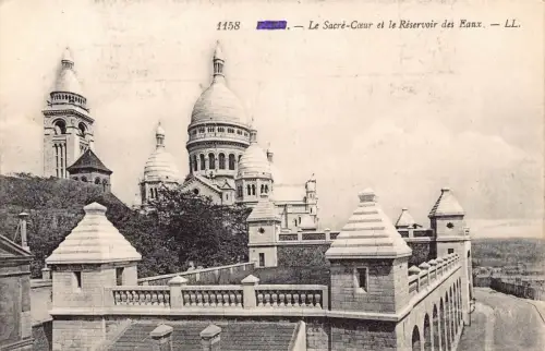 Frankreich Paris Le Sacre Coeur et Reservoir des Eaux Vintage Postkarte