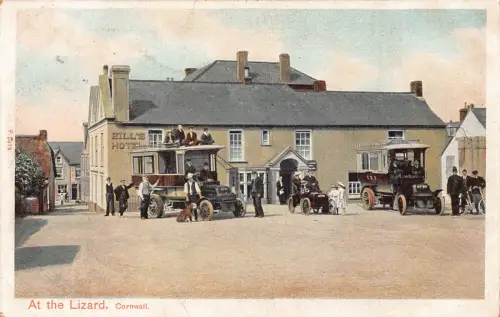 A788 England 1908 Lizard Cornwall Hill's Hotel Doppeldecker Buspostkarte