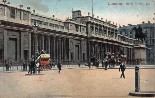 A788 England 1905 Bank of England London Doppeldecker Kutsche Vintage Postkarte