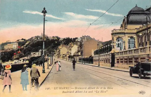 Frankreich Le Havre Boulevard Albert I La Heve Auto Straße Vintage Postkarte