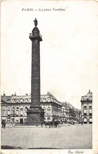 L118 Frankreich Paris 1908 La Place Vendome Säulenkutsche Vintage Postkarte