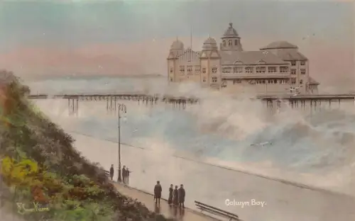 A790 Wales Colwyn Bay Waves Vintage Postkarte