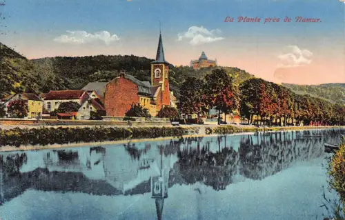 L116 Belgien 1924 La Plante pres de Namur Kirche Vintage Postkarte