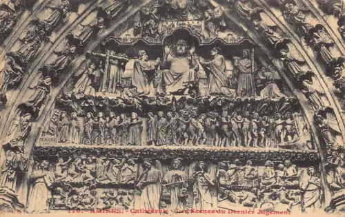 A827 Frankreich Amiens Kathedrale Szenen Skulptur Vintage Postkarte