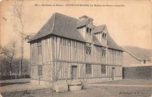 A827 Frankreich 1906 Petit Couronne Maison de Pierre Corneille Vintage Postkarte