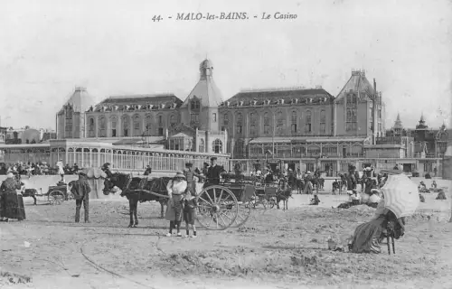 Frankreich Malo-les-Bains Casino Strandkutschen Vintage Postkarte