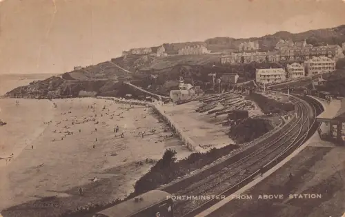 A791 England Porthminster von oben Bahnhof Eisenbahn Vintage Postkarte