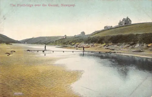 A791 England Fußgängerbrücke über den Gannel Newquay Vintage Postkarte