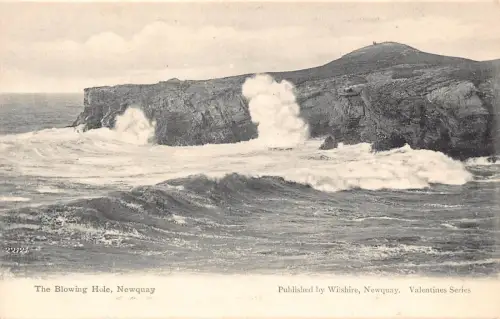 A791 England Newquay Blowing Hole Vintage Postkarte