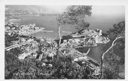 L117 Monaco Das Fürstentum La Principaute Hafen La Rocher Vintage Postkarte