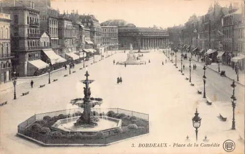 A827 Frankreich 1922 Bordeaux Place de Comedie Brunnen Vintage Postkarte
