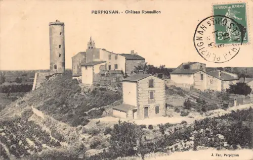 Frankreich 1913 Schloss Perpignan Roussillon Vintage Postkarte