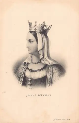 A793 Königliche Johanna von Evreux Königin von Frankreich und Navarra Postkarte