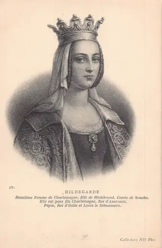 A792 Königliche Französische Königin Frau Karls des Großen Vintage Postkarte