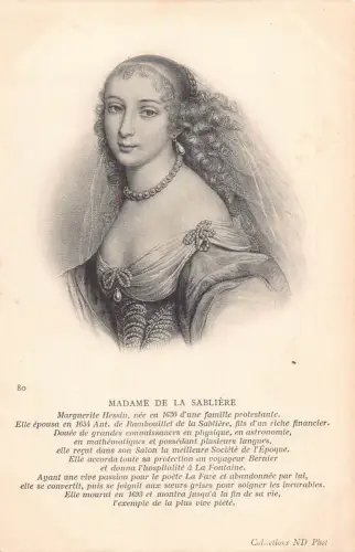 A793 Royalty Marguerite de la Sabliere französische Salonistin und Universalgelehrte Postkarte
