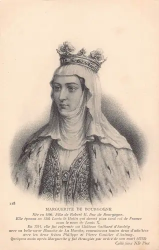 A793 Königliche Margarete von Burgund, Königin von Frankreich Vintage Postkarte