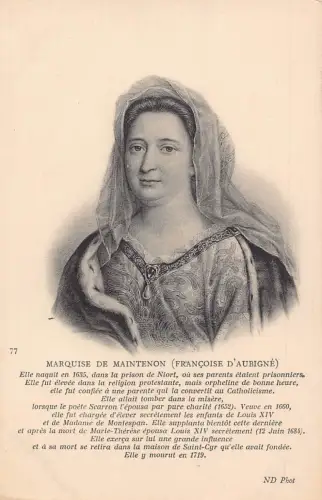 A792 Royalty Marquise de Maintenon Wife of Luois XIV of France vintage postcard