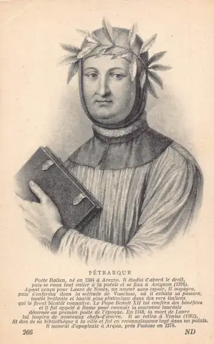 A792 Portrait italienischer Gelehrter und Dichter Petrarque Petrarca Vintage Postkarte