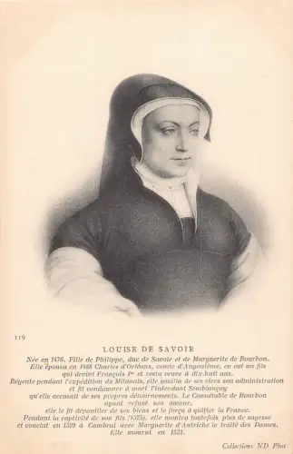 A793 Königliche Louise von Savoyen Französische Adlige und Regentin Herzogin Postkarte