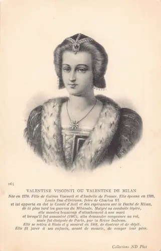 A793 Royalty Valentina Visconti, Herzogin von Orleans, Frankreich Postkarte