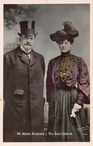 A830 Edwardianische britische Schauspieler Violet Vanbrugh und Arthur Bourchier RPPC Postkarte