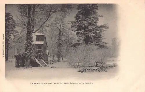 Frankreich Versailles Parc du Petit Trianon Le Moulin Im Winter Vintage Postkarte