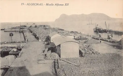 A794 Spanien Algeciras Muelle Alfonso XII Hafen Vintage Postkarte