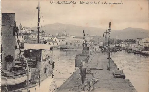 A794 Spanien Algeciras Muelle de Cla de ferrocarril Dampfschiff Pier Postkarte