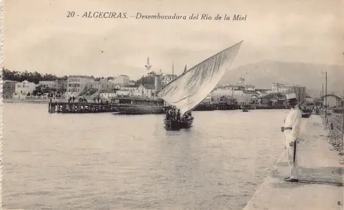 A794 Spanien Algeciras Desembocadura del Rio de Miel Marine Offizier Boot Postkarte