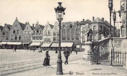 L116 Belgien Brügge Maisons de la Grand'Place Caffee Hotel Vintage Postkarte