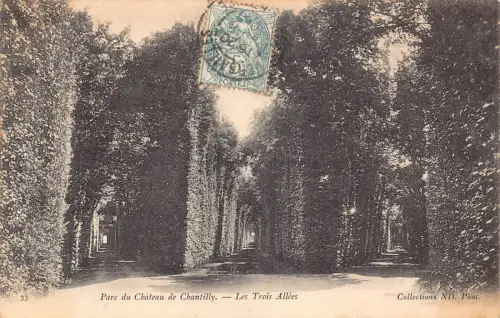 Frankreich Parc du Chateau de Chantilly Les Trois Allees Vintage Postkarte