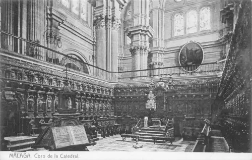 A795 Spanien Malaga Coro de la Catedral Kathedrale Innenraum Vintage Postkarte