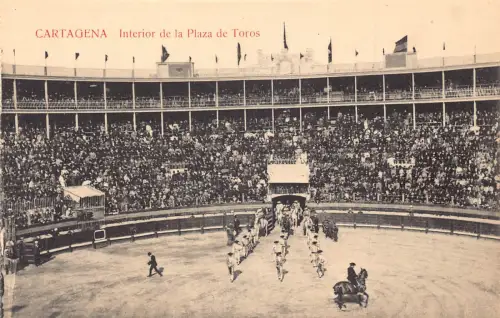 A795 Spanien Cartagena Interior de Plaza de Toros Stierkampfarena Toreadors Postkarte