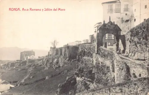 A795 Spanien Ronda Arco Romano y Sillon del Moro Vintage Postkarte