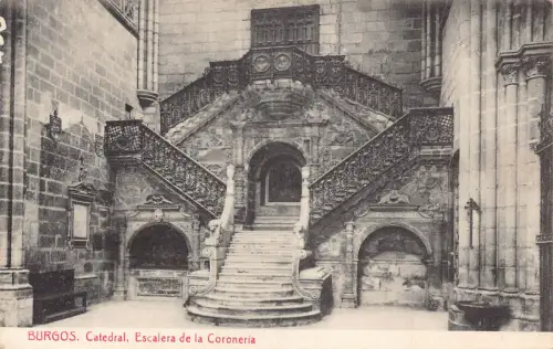 A795 Spanien Burgos Escalera de Coroneria Kathedrale Treppe Vintage Postkarte