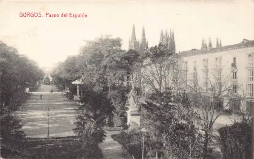 A795 Spanien 1929 Burgos Paseo del Espolon Vintage Postkarte