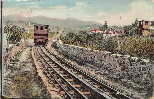 B200 Portugal Madeira Elevador Eisenbahn Zug Vintage Postkarte