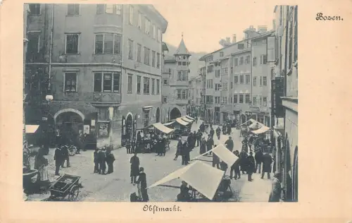 B200 Italien Bozen Obstmarkt Markt Vintage Postkarte