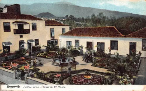 A796 Spanien Teneriffa Puerto Cruz Plaza de Dr Perez Vintage Postkarte