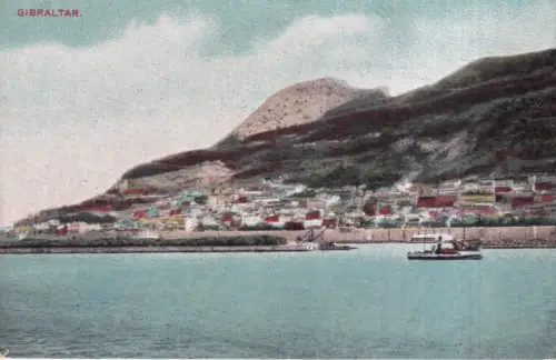A796 Gibraltar General View Steamboat Vintage Postkarte
