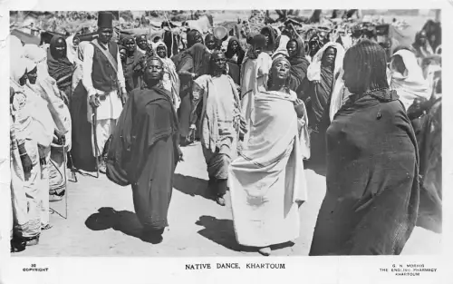 Sudan Khartum einheimischer Tanz ethnisch Vintage Echtfoto Postkarte