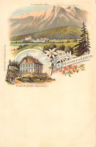 A798 Österreich Gruss vom Sonnwendstein Edelstein Schueler Alpenhaus Litho Postkarte