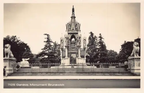 L099 Schweiz Genf Braunschweig Denkmal Vintage Postkarte