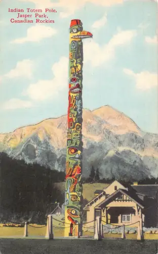 A799 Kanada Indianer Totempfahl Jasper Park Kanadische Rockies Postkarte