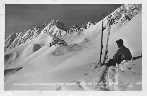 L098 Österreich 1929 Innsbrucker Bahnhof Seegrube Mann Skifahren Schnee Vintage Postkarte