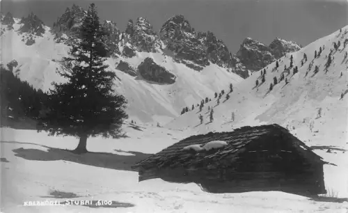 L098 Österreich Kalkkoegel Stubaier Hütte Berge Vintage Postkarte
