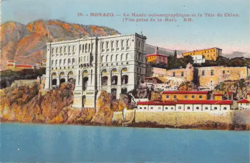 A801 Monaco Musee Oceanographique et Tete de Chien Museum Postkarte