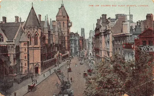 A802 England Law Courts and Fleet Street London Vintage Postkarte