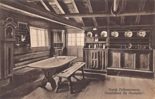 A802 Norwegen Norsk Folkmuseum Groslistuen fra Numedal Volksmuseum Postkarte